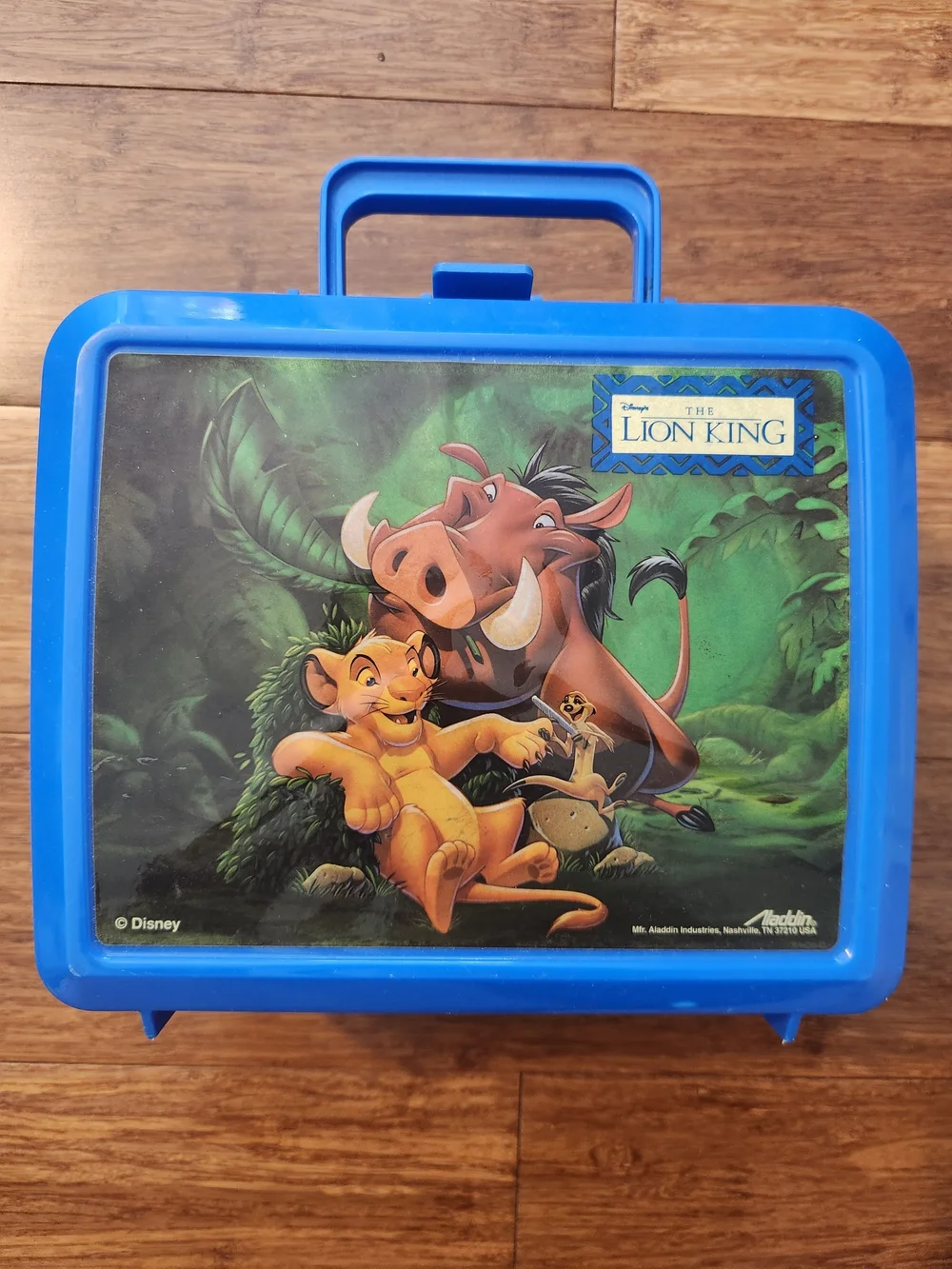 Vintage Disney The Lion King Blue Kids Lunchbox and Thermos Set Collectible